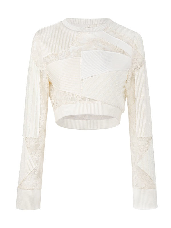 Embroidered Lace Stitch Pullover & Removable Sleeve Corset Top