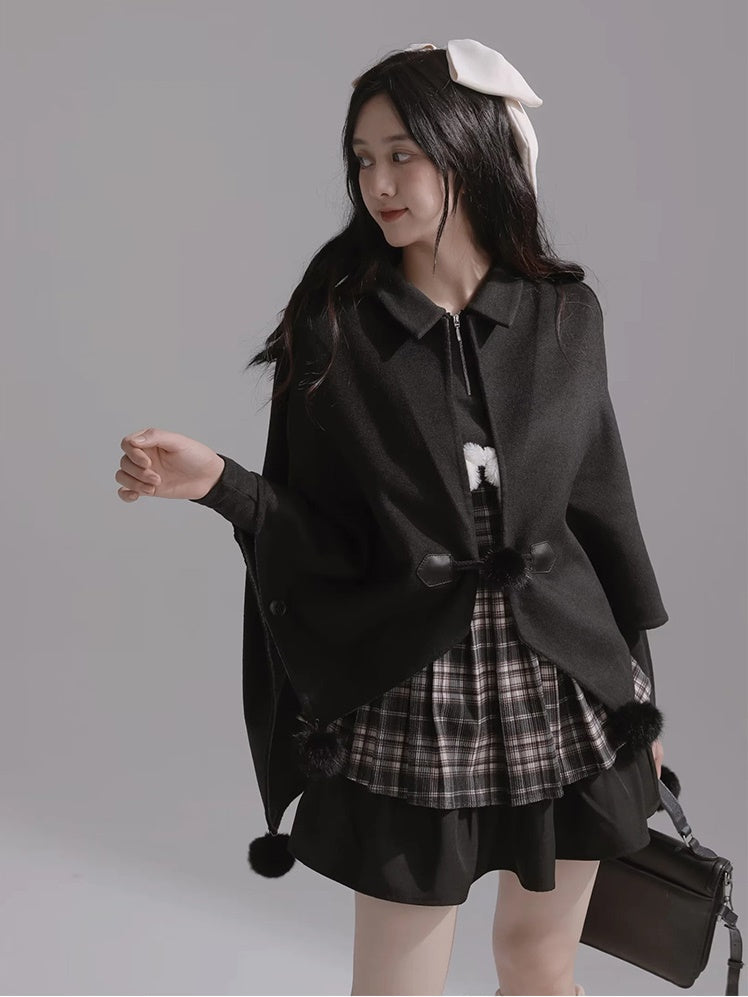 Double-faced Wool Cloak Coat