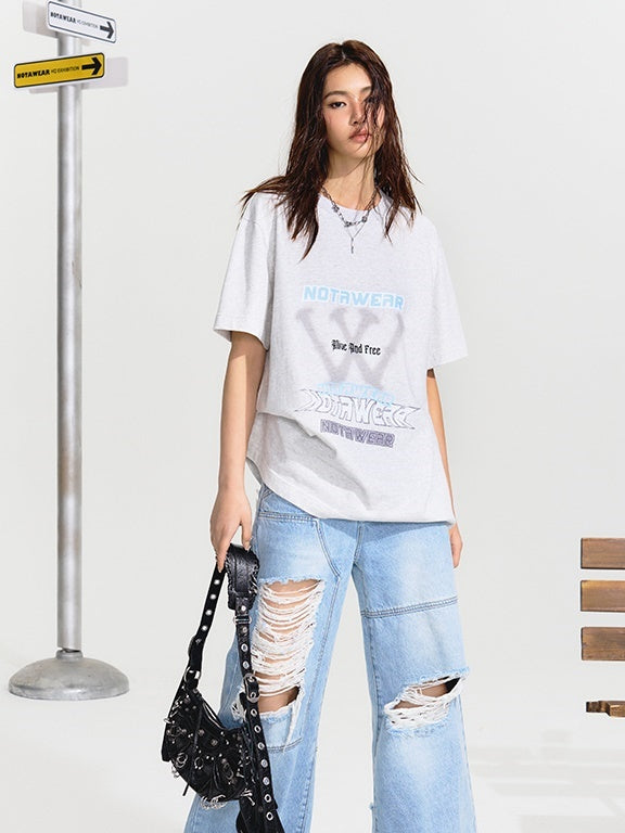 Graffiti Printing Loose Short-sleeved T-shirt