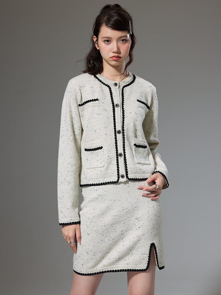 Fragrance Knitting Cardigan Jacket & Skirt