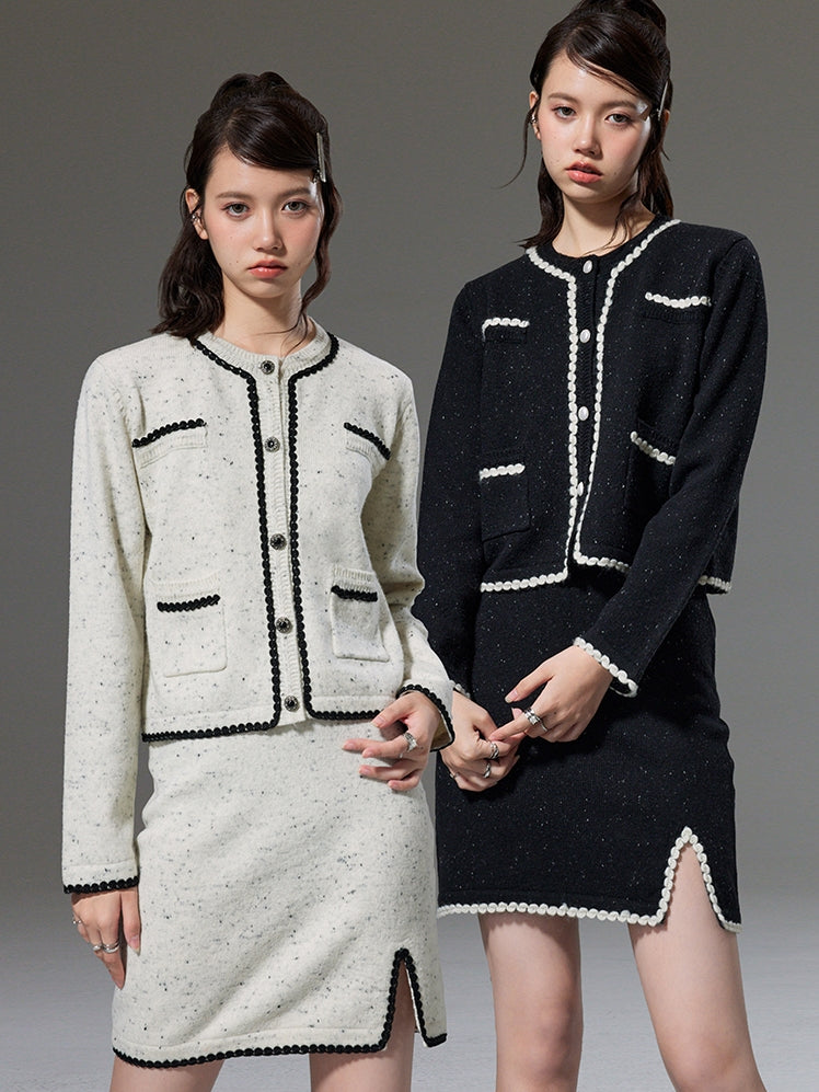Fragrance Knitting Cardigan Jacket & Skirt