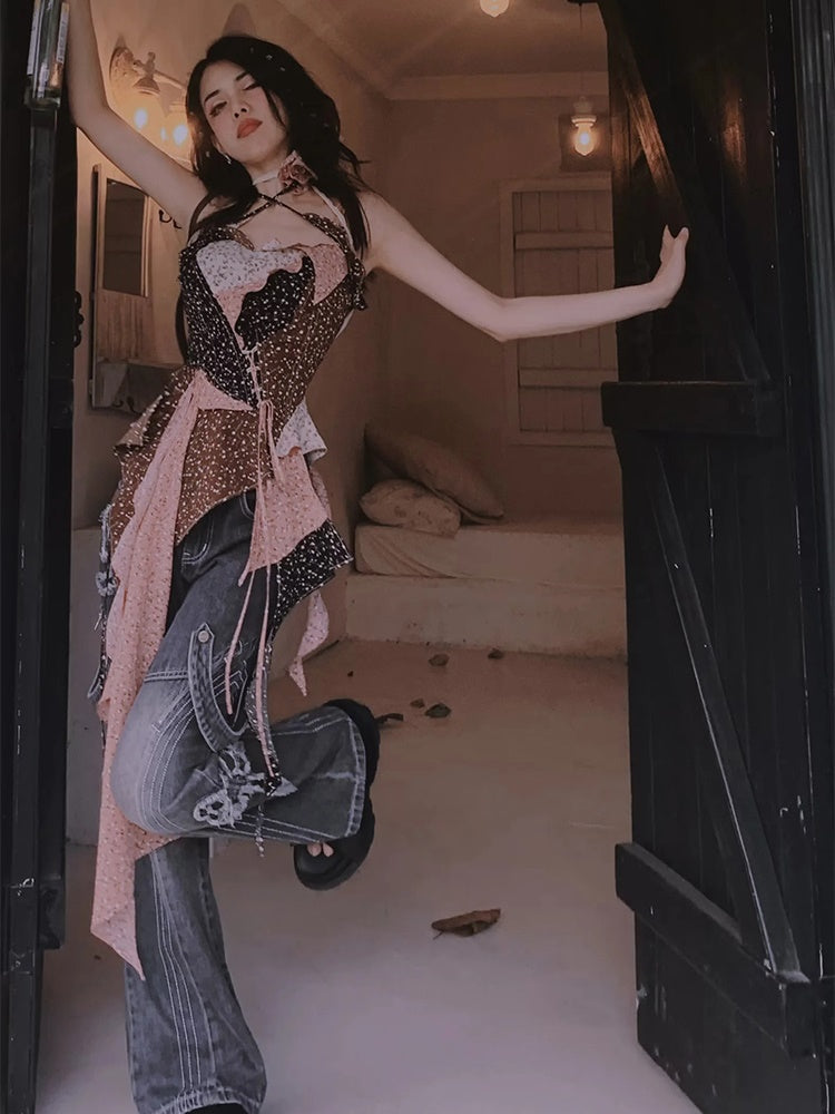 Broken Flowering Camisole&Skirt Set-up& Dress & Ribbon Cardigan