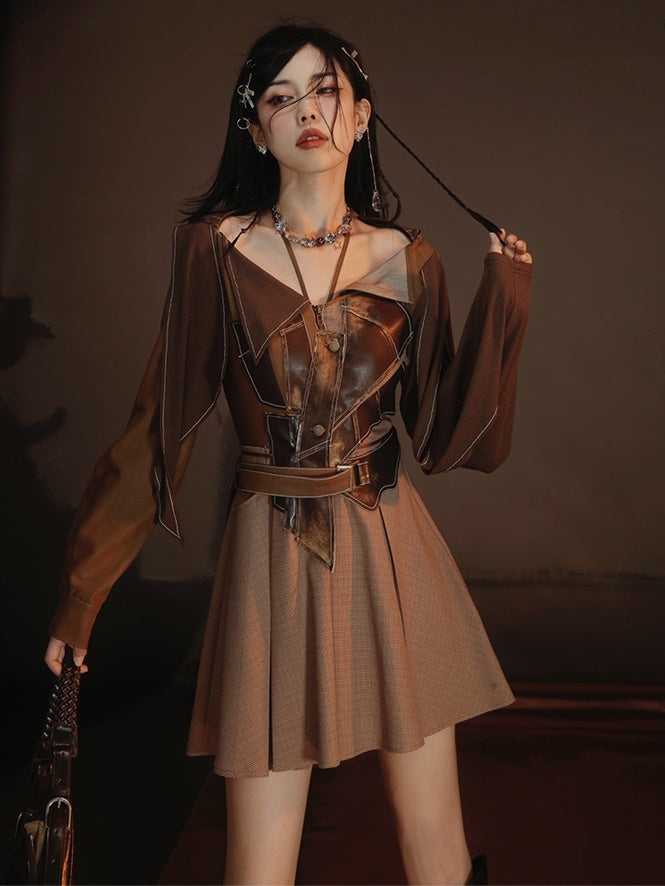 Different Material Switching Dress