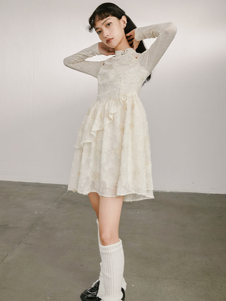 Hollow Off-the-shoulder Long-sleeved Dress