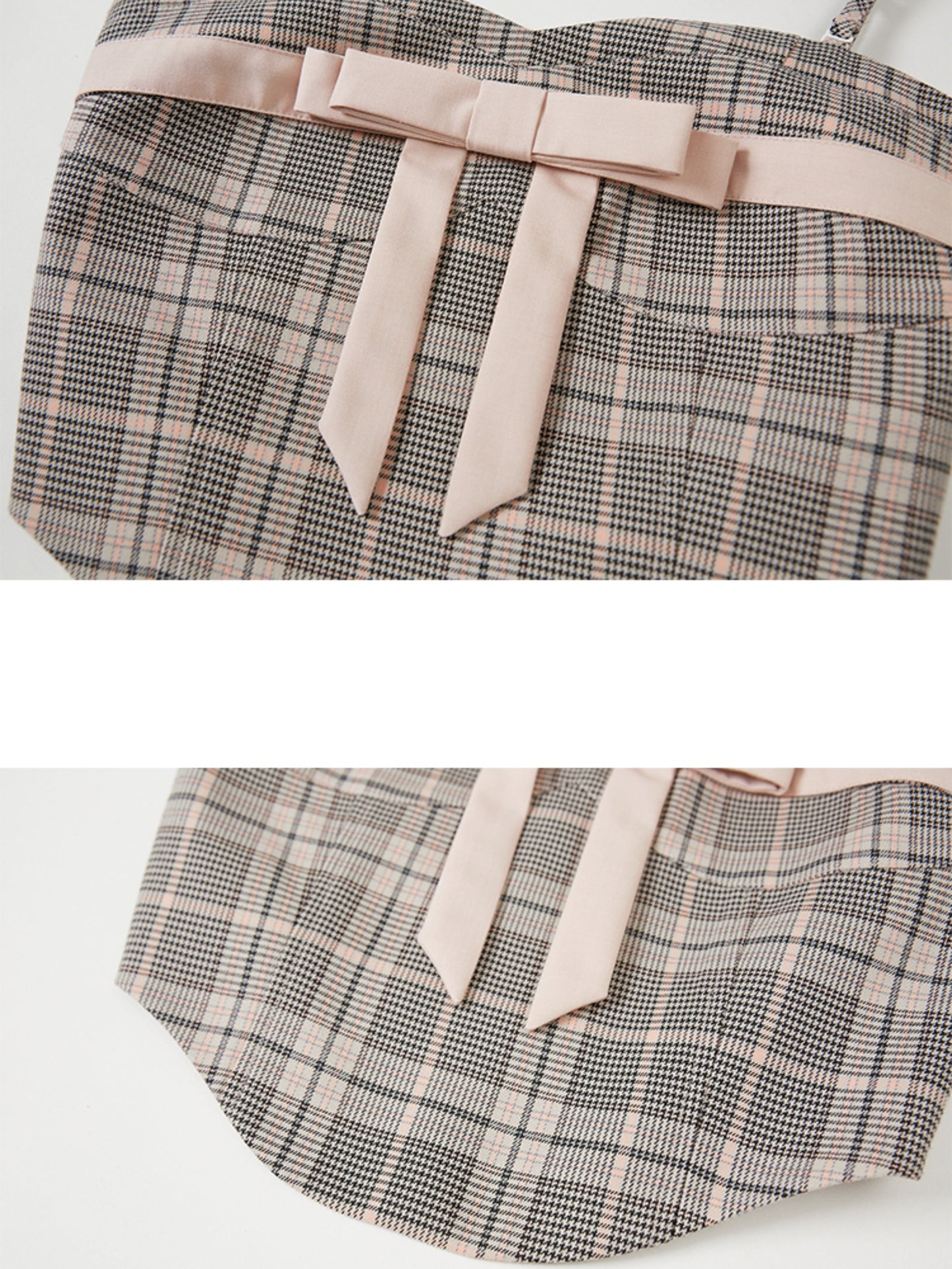 Plaid Bow Cropped Camisole & Long Skirt