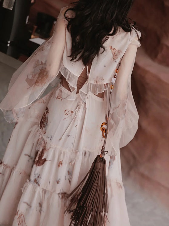 Exotic Print Set-up & Sling Dress & Culottes & Sheer Shirt
