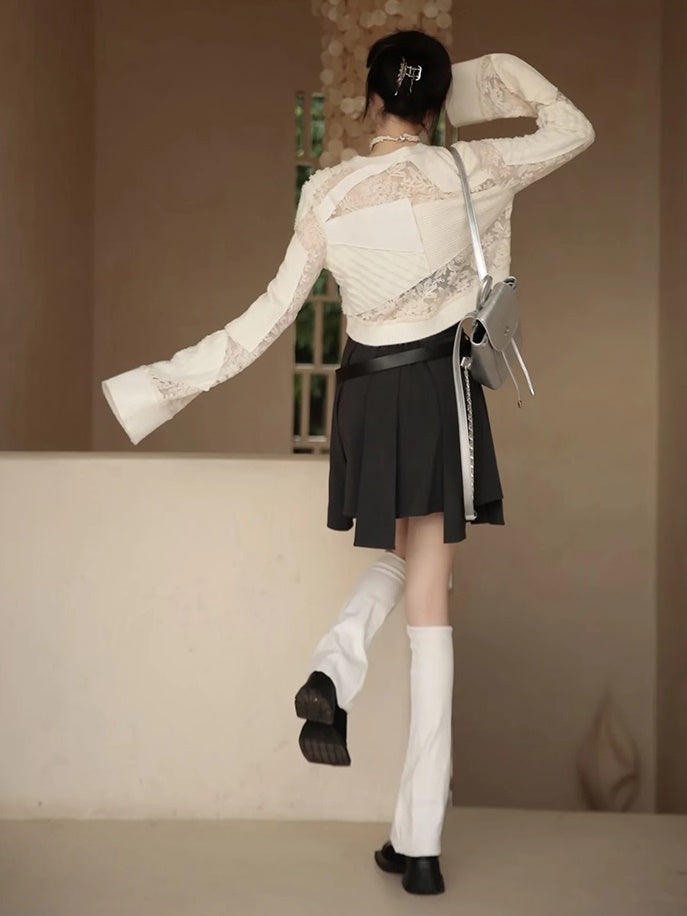 Embroidered Lace Stitch Pullover & Removable Sleeve Corset Top