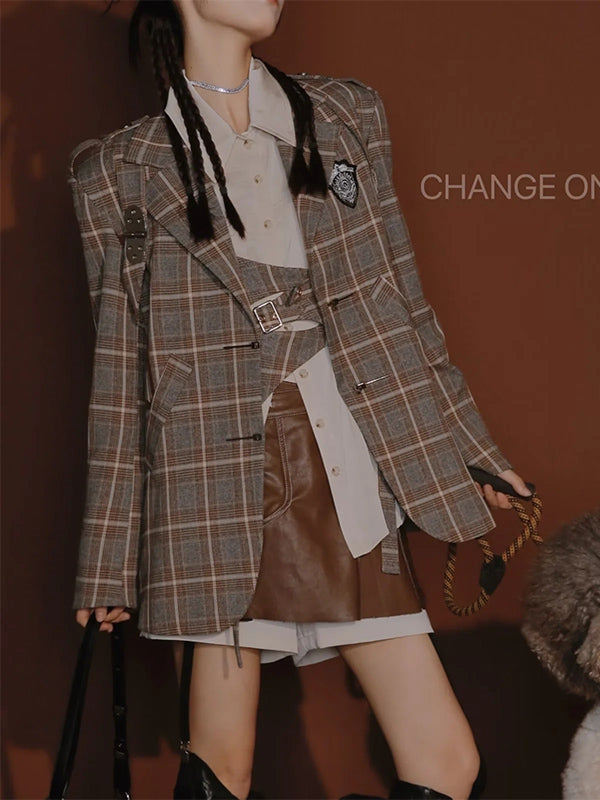 British Style Suit Jacket & Shirt & Culottes