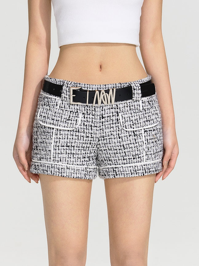 Tweed Low Rise Shorts Hot Pants