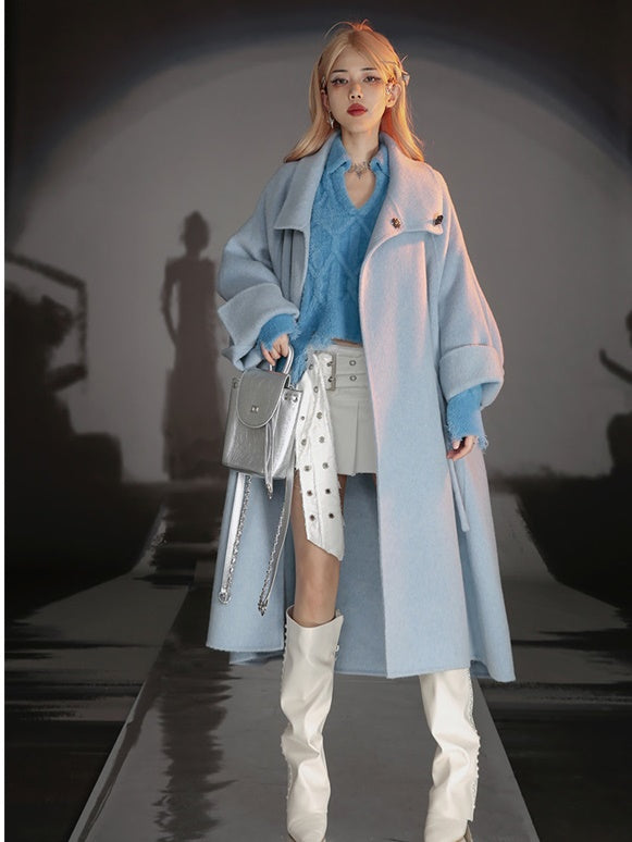 French-style Wool Poncho Coat