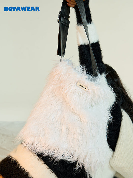 Leather Strap Adjustable Fur Bag