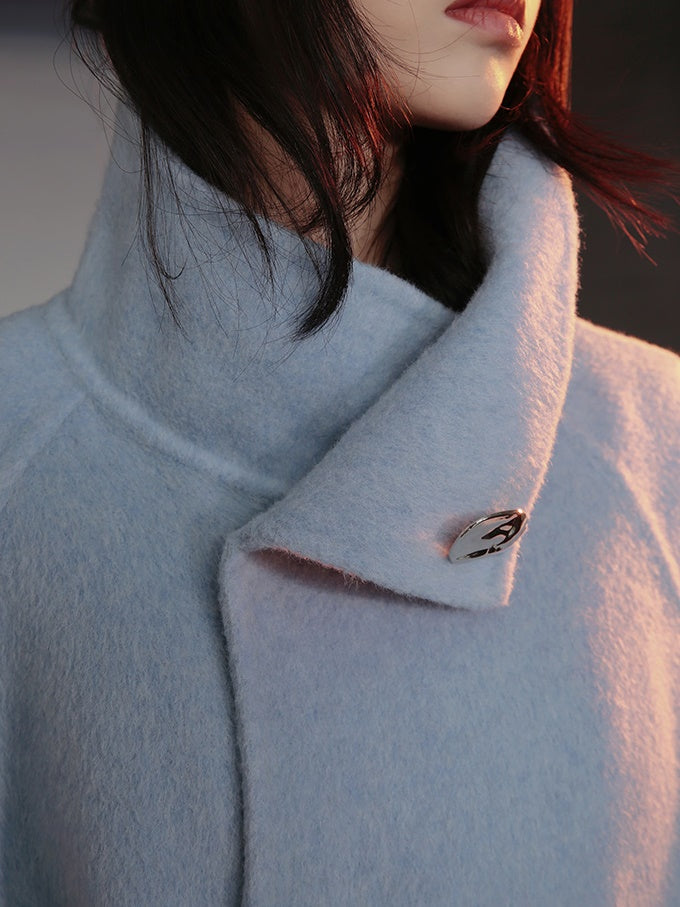 French-style Wool Poncho Coat