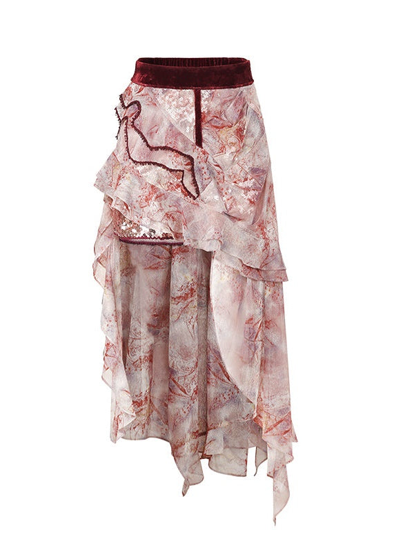 Sequin Camisole & Sheer Cardigan Set-up & Sequin Fishtail Skirt