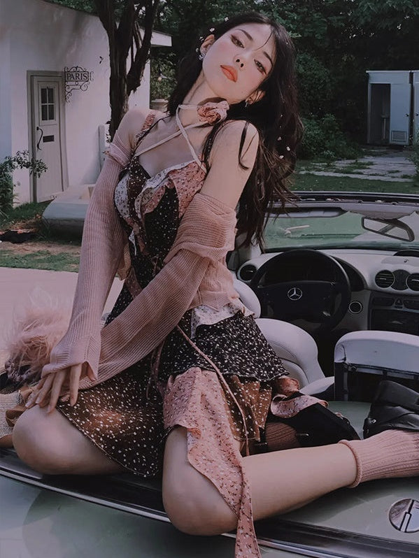 Broken Flowering Camisole&Skirt Set-up& Dress & Ribbon Cardigan