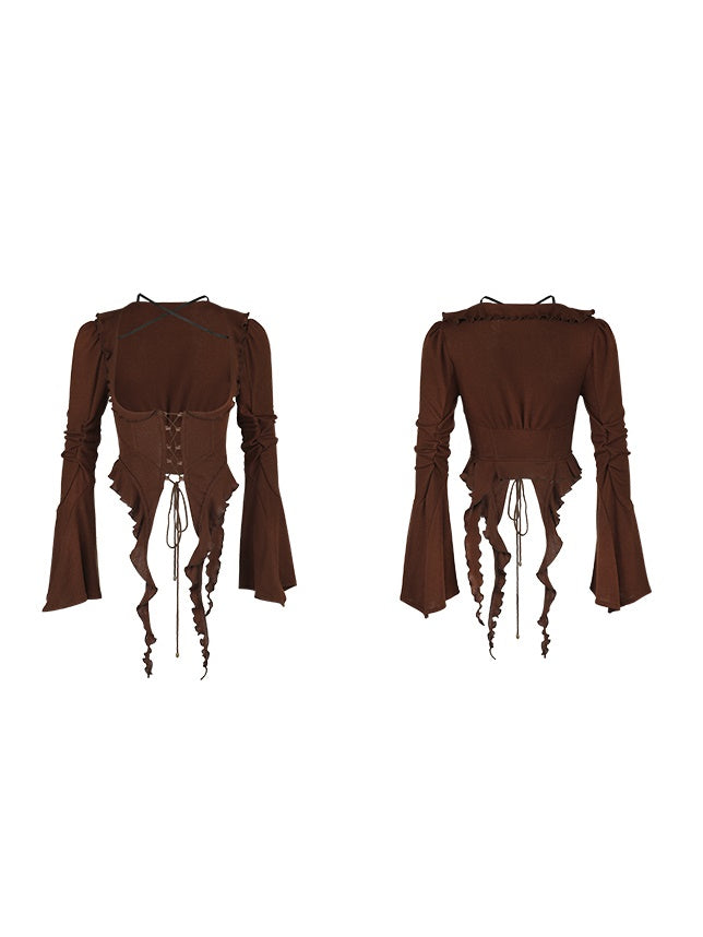 Classical Aesthetics Printed Lace Dress & Waist Slim Cardigan