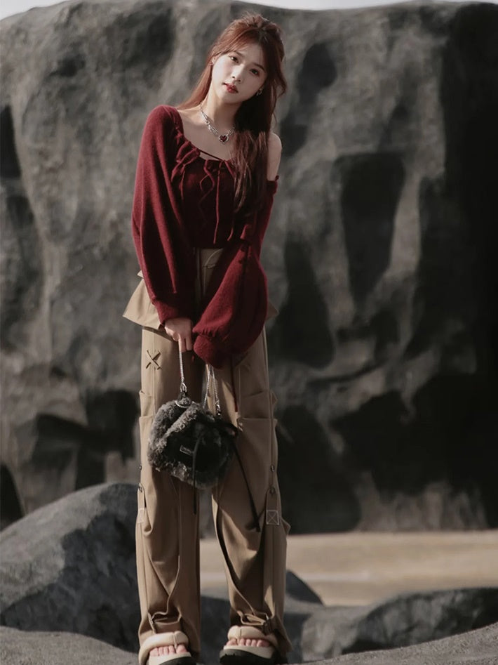 Knitted Camisole & Short Cardigan Set-up