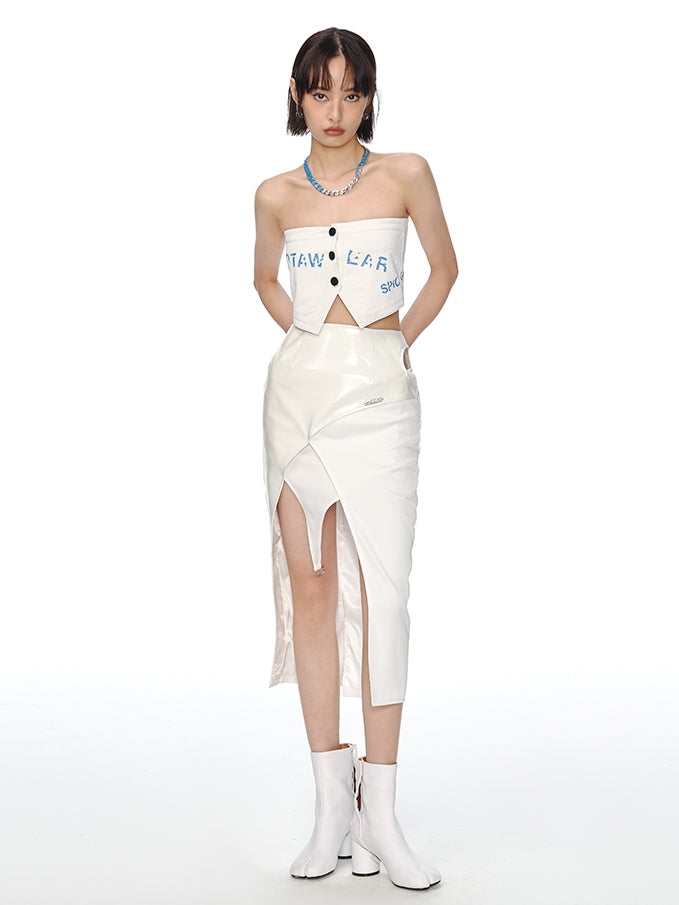 Patchwork Leather Skirt