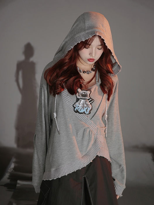 Cat Design Layered Style Loose Top & Switching Design One-piece