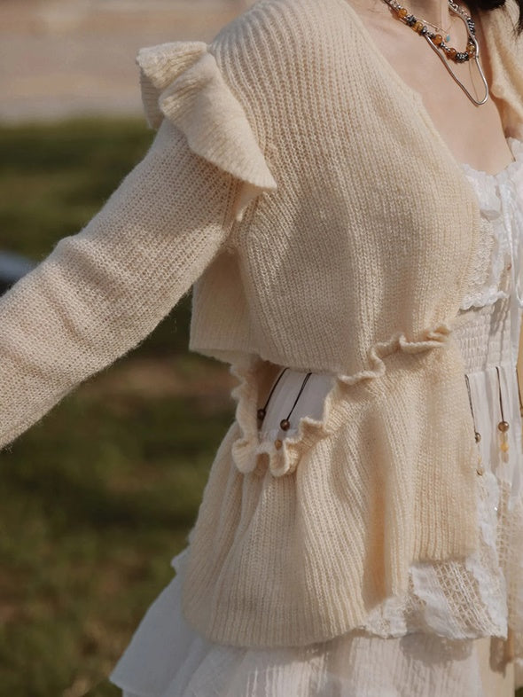 Suspender Cake One-piece & Knitted Cardigan