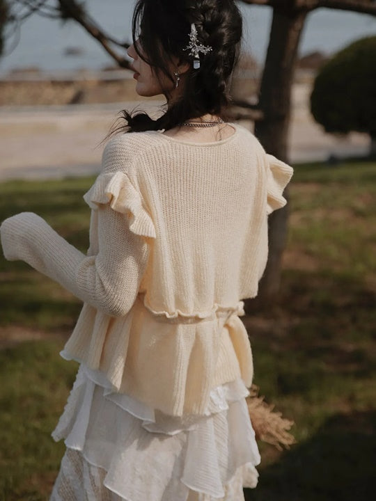 Suspender Cake One-piece & Knitted Cardigan