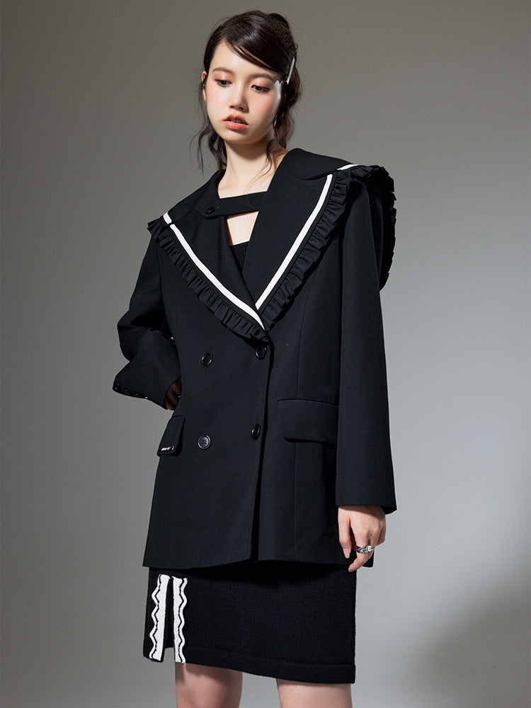 Navy Collar College Jacket