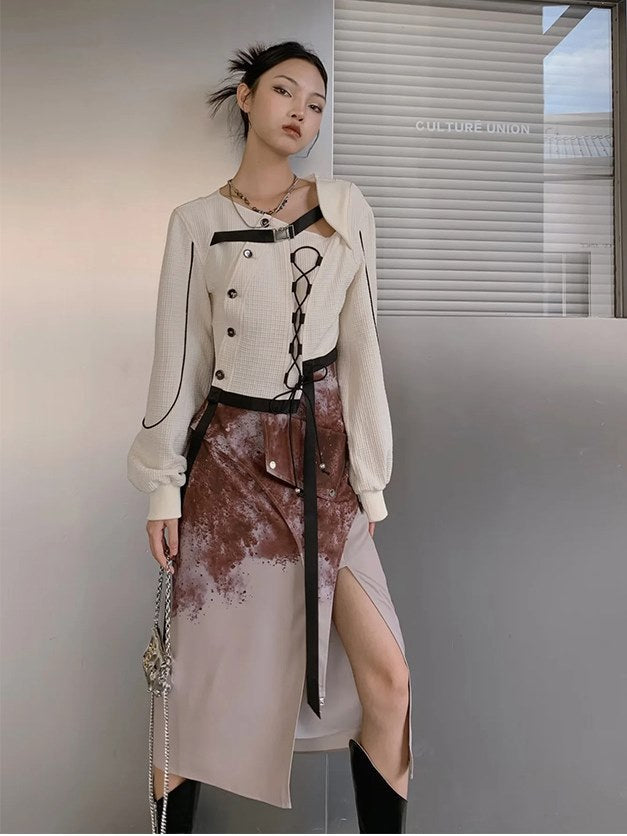 Ink Printed Slit Skirt