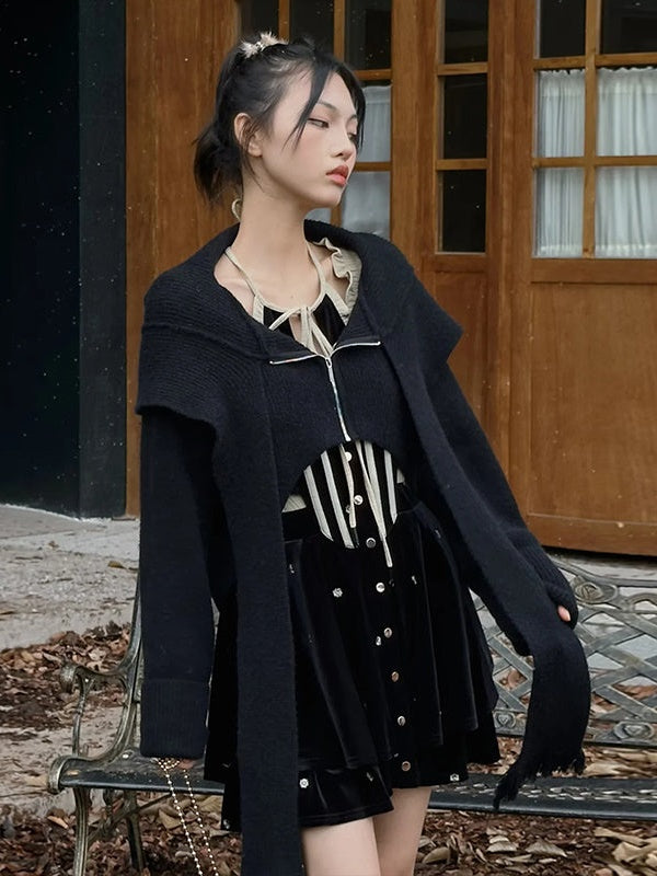 Hooded Cardigan Knitted Jacket