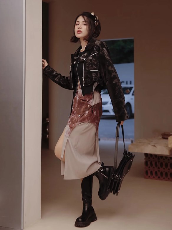 Ink Printed Slit Skirt