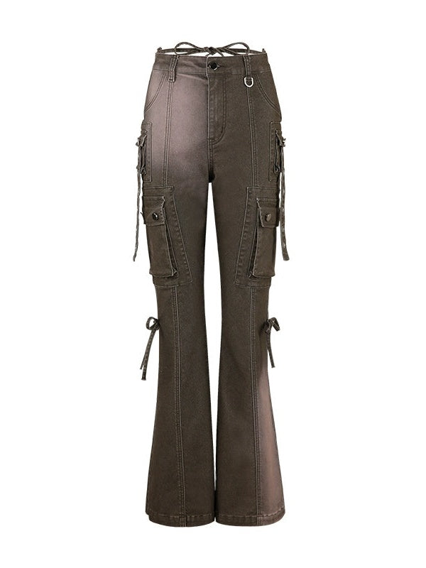 Work Pocket Retro Micro-flared Jeans