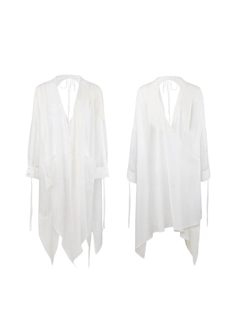 Jacquard Slip Bud Dress & Sheer Cardigan & Accessory