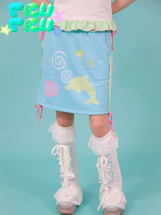 Cute Dolphin Print Skirt