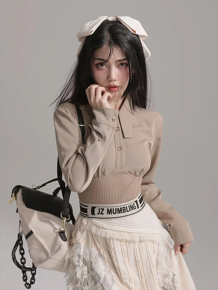 Fake Two-piece All-in-one Shirt