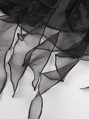 Irregular Frill Stitch Lace Sheer Sling Dress