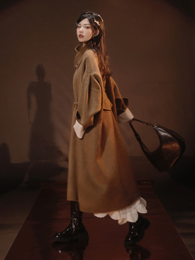 French-style Wool Poncho Coat