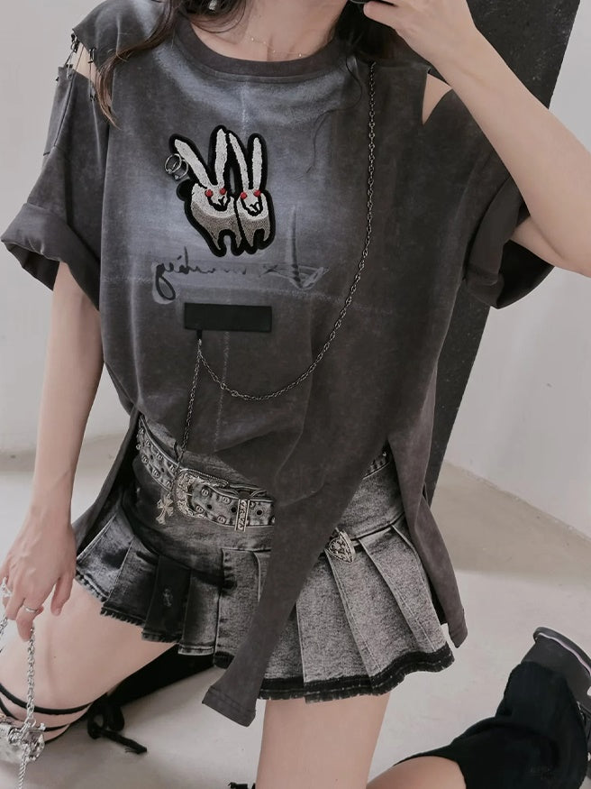 Bunny Length T-Shirt & Black Lace Set-up