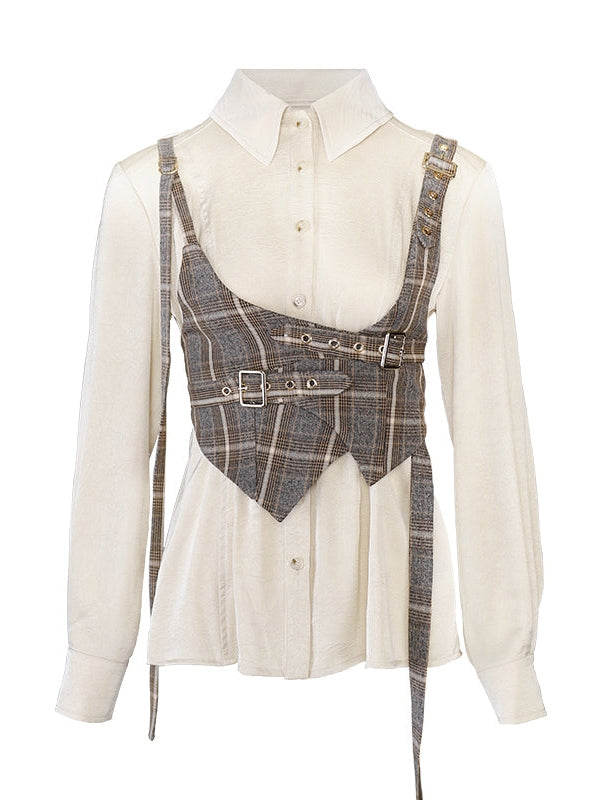 British Style Suit Jacket & Shirt & Culottes
