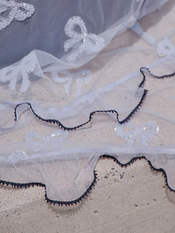 Butterfly Embroidered Ribbon Fake Two-Piece Dress & Cardigan