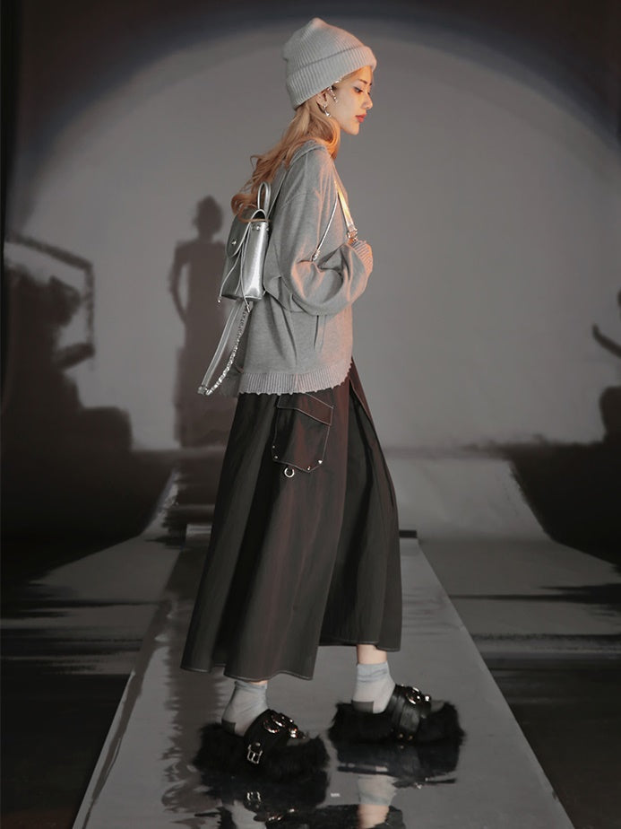 Cat Design Layered Style Loose Top & Switching Design One-piece