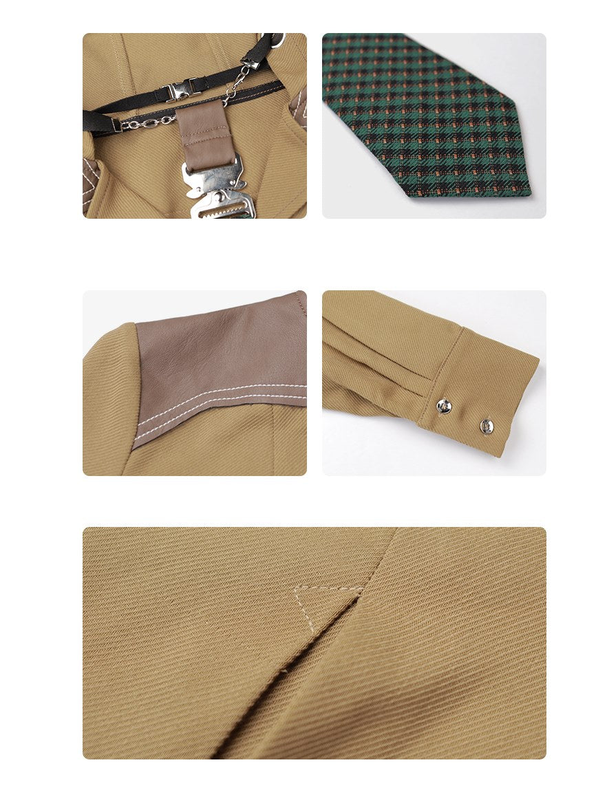 Hooded Shirt with Tie & Short Vest