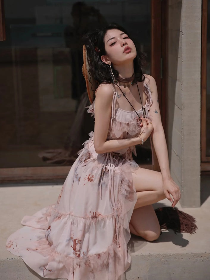 Exotic Print Set-up & Sling Dress & Culottes & Sheer Shirt