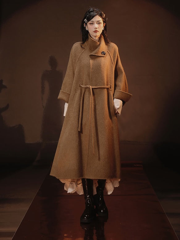 French-style Wool Poncho Coat