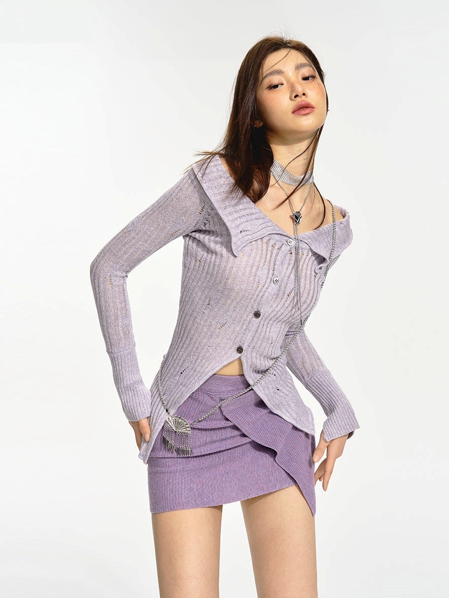 Geometric Empty Knit Top & Skirt