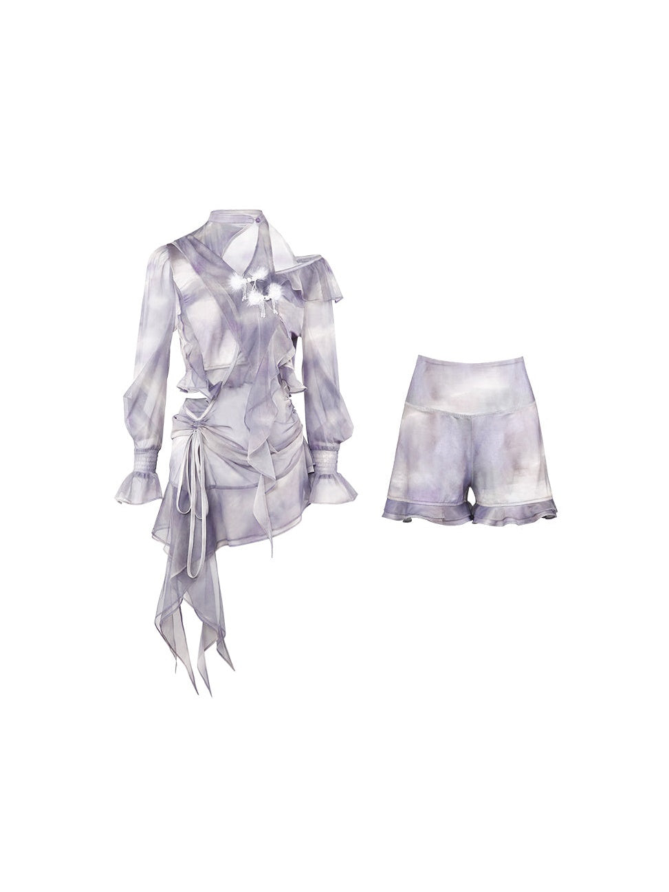 Symphony Printing Fractal Design Top & Short Pants Set-up