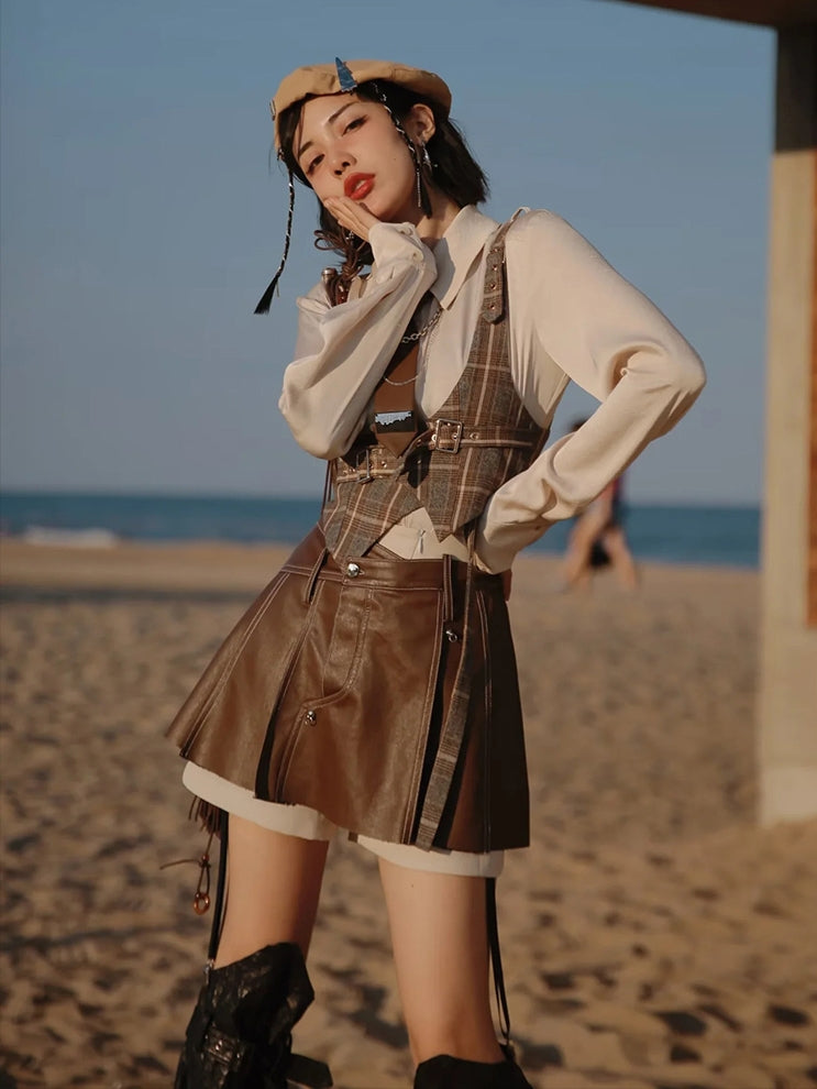 British Style Suit Jacket & Shirt & Culottes