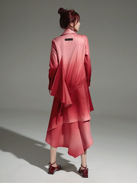 Gradation Detachable 2way Shirt Dress & Knitted Vest