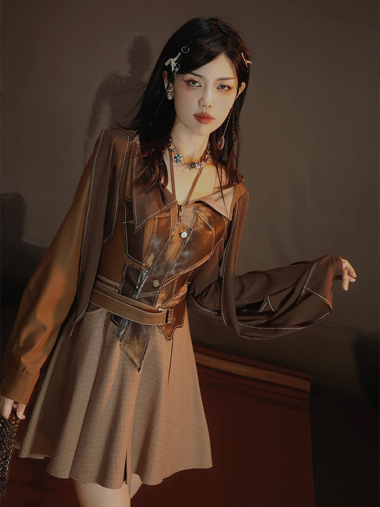 Different Material Switching Dress