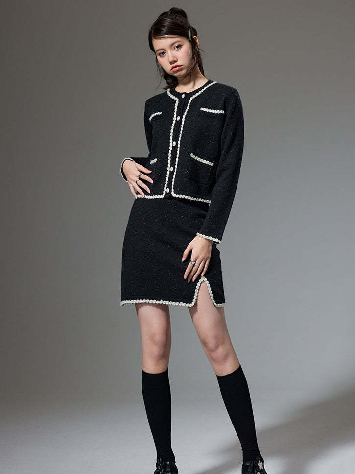 Fragrance Knitting Cardigan Jacket & Skirt