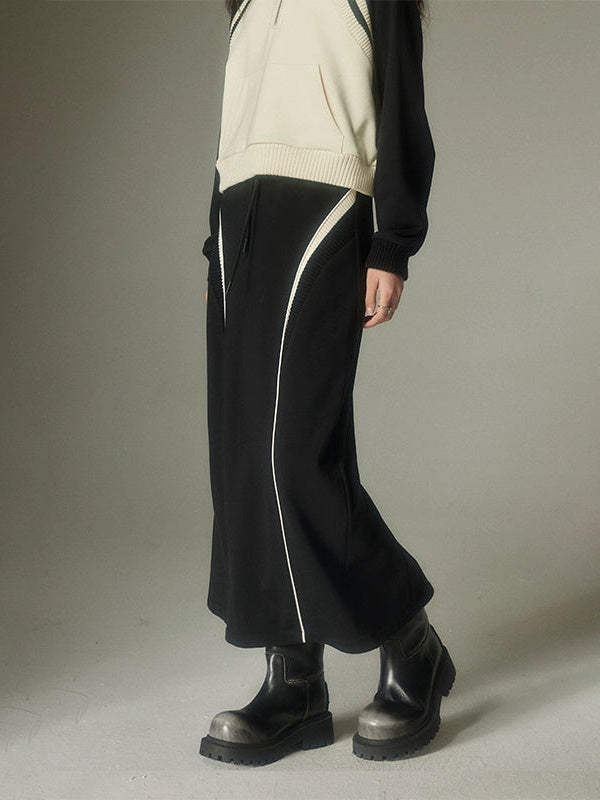 Half-ZIP Hooded Sweat Pullover& Line Skirt