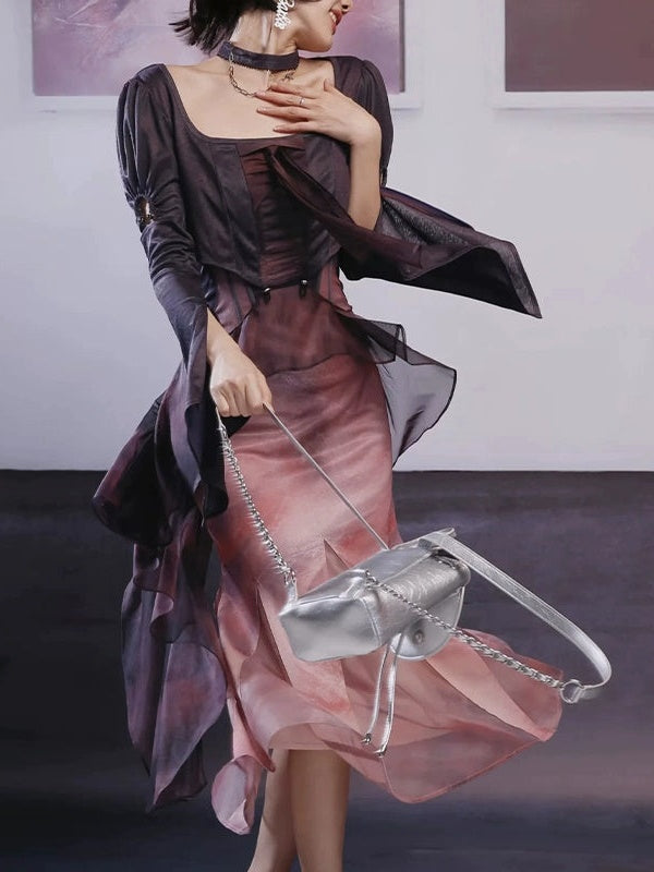 Mermaid Printed Fake Two-piece Dress