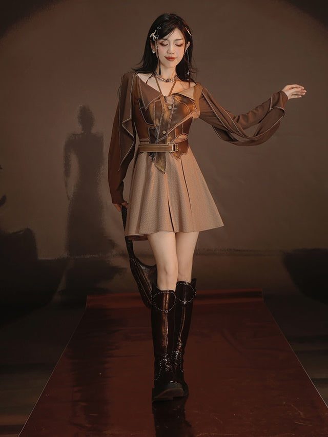 Different Material Switching Dress